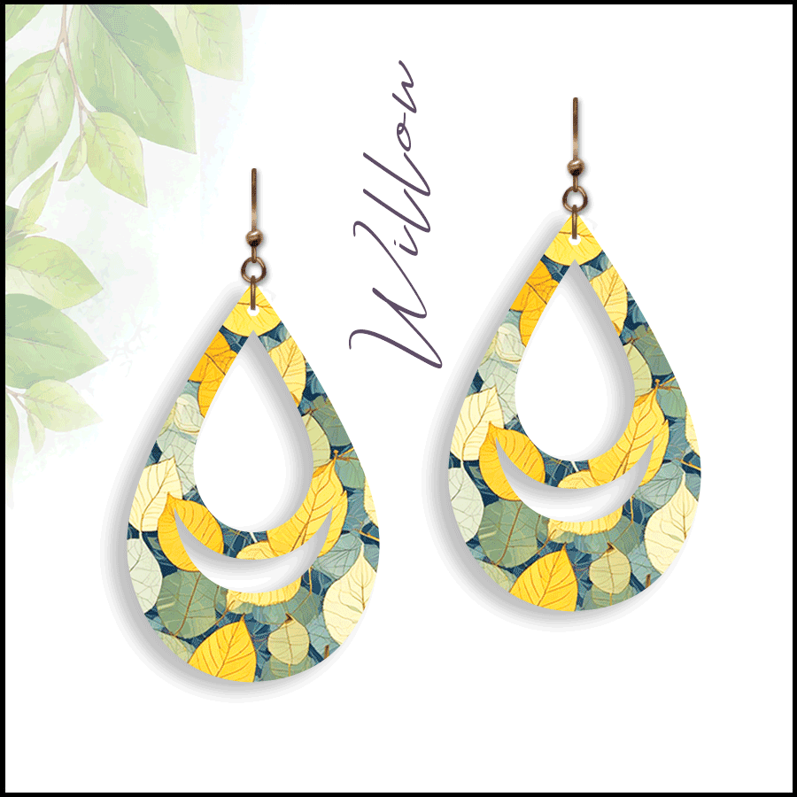 Forest Floor Moon Drop Wood Earrings