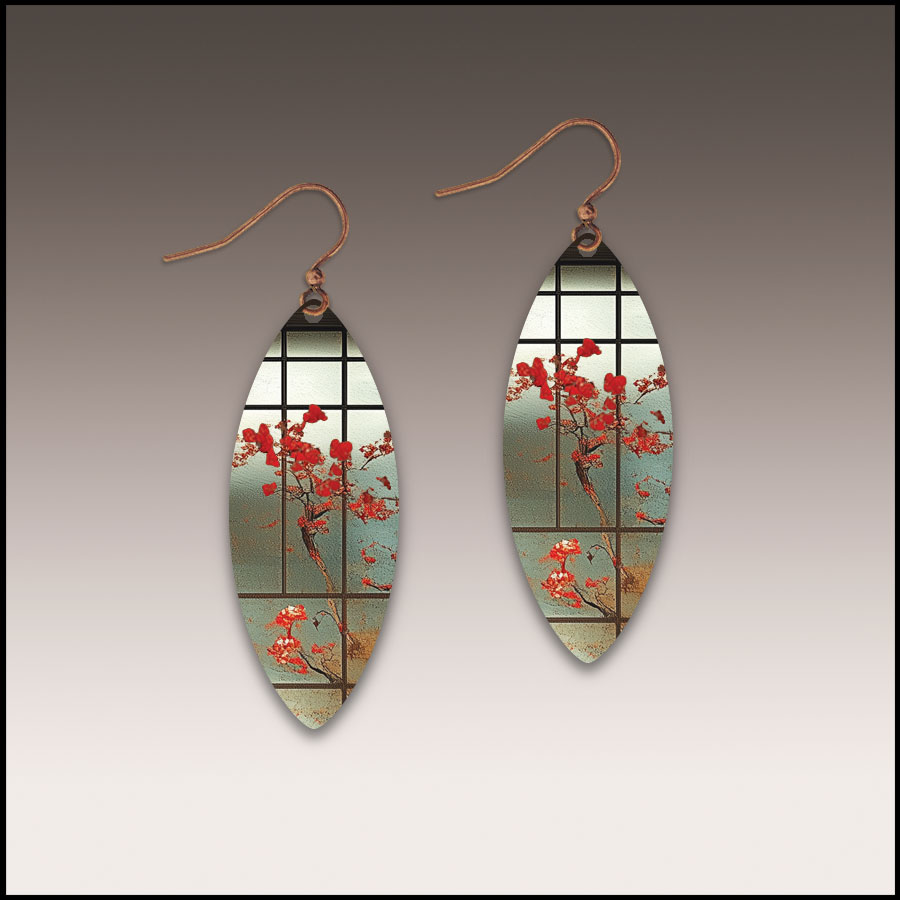 Spring Window Leaf Point Handmade Earrings