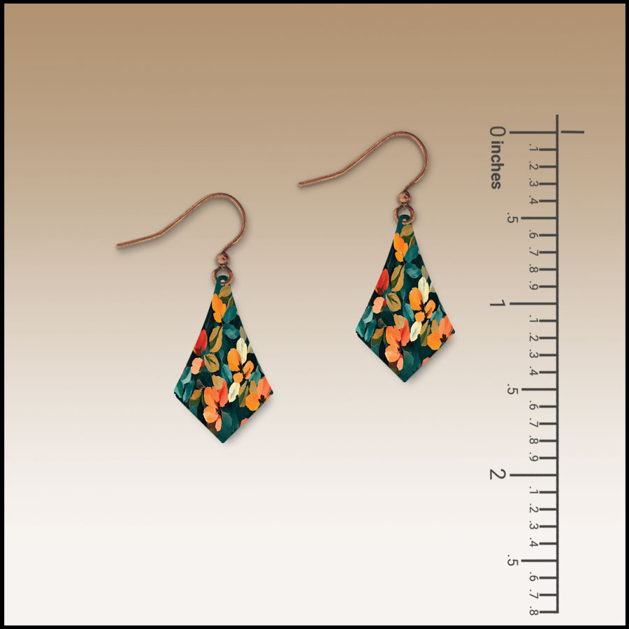 Dark Floral Dangle Handmade Earrings - Image 2