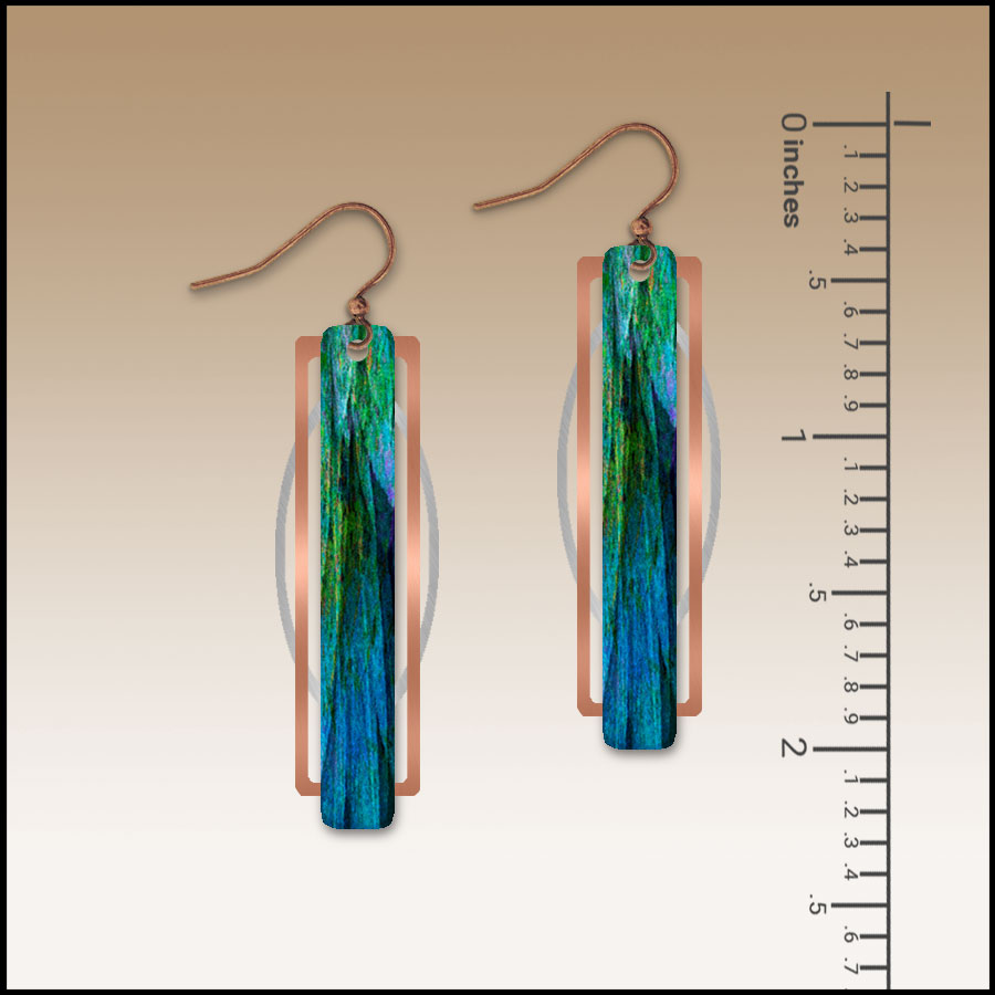 Blue Nature Geometric Metal Accent Earrings - Image 2