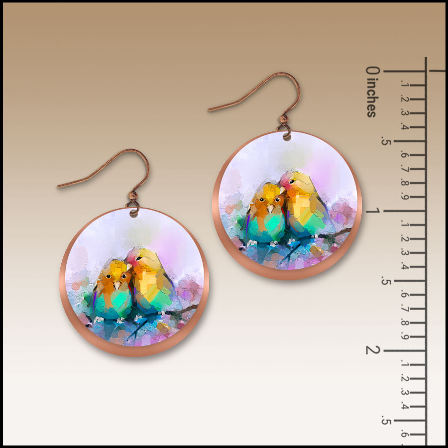 Lovebirds Copper Halo Disc Earrings - Image 2