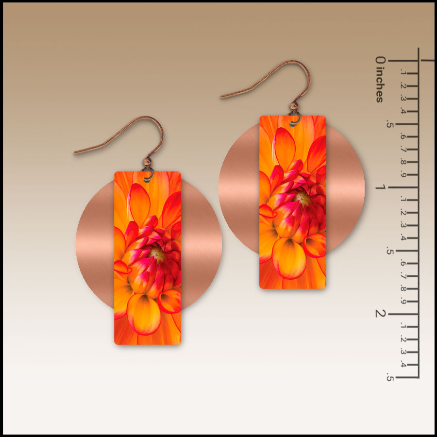 Orange Dahlia Banner Accent Handmade Earrings - Image 3