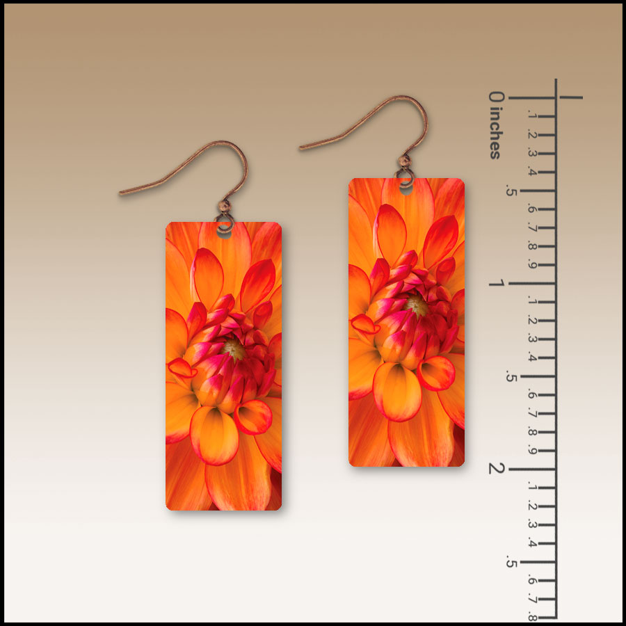 Orange Dahlia Banner Handmade Earrings - Image 3