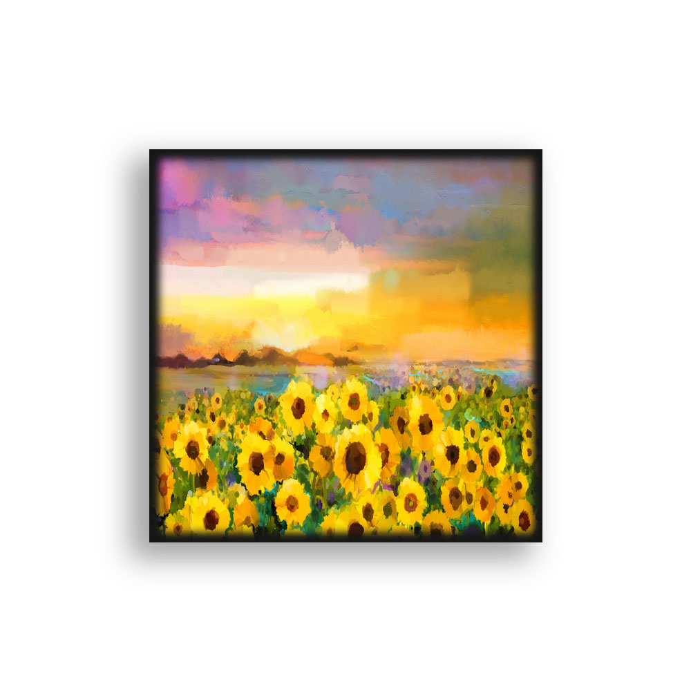 Sunflower Fields 2x2 Slate Magnet